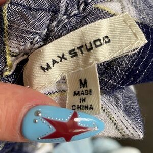 Max Studio Navy and White Plaid Skirt